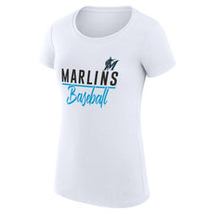 White Miami Marlins G-III 4Her by Carl Banks Women's Super-Slim Fit Lightweight Team Graphic T-Shirt