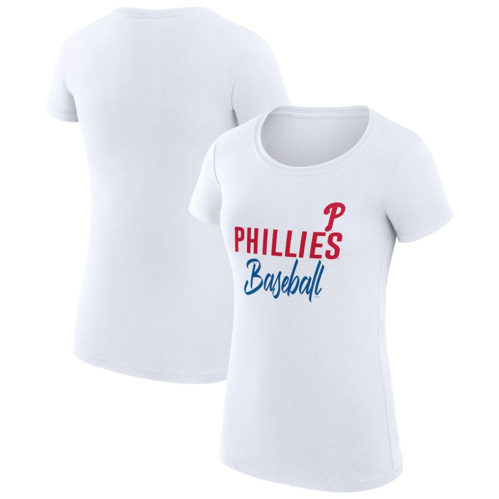 White Philadelphia Phillies G-III 4Her by Carl Banks Women's Super-Slim Fit Lightweight Team Graphic T-Shirt