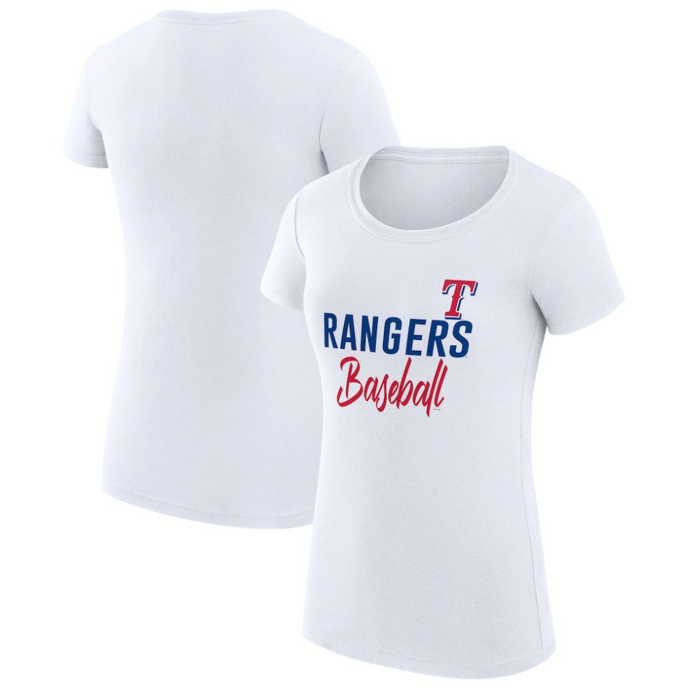 White Texas Rangers G-III 4Her by Carl Banks Women's Super-Slim Fit Lightweight Team Graphic T-Shirt