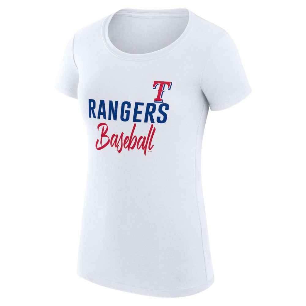 White Texas Rangers G-III 4Her by Carl Banks Women's Super-Slim Fit Lightweight Team Graphic T-Shirt