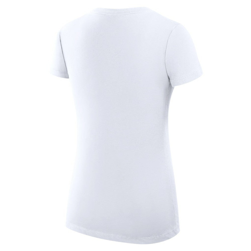White Athletics G-III 4Her by Carl Banks Women's Super-Slim Fit Lightweight Team Graphic V-Neck T-Shirt