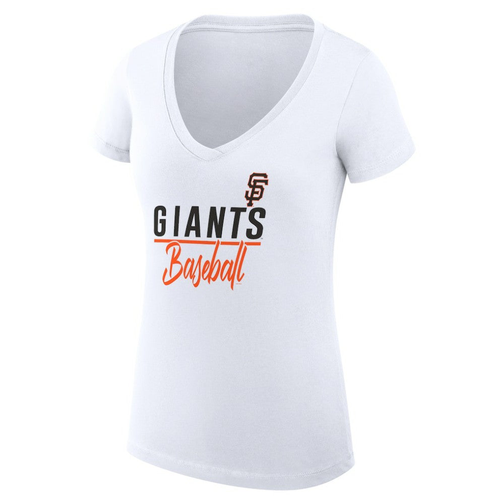 White San Francisco Giants G-III 4Her by Carl Banks Women's Super-Slim Fit Lightweight Team Graphic V-Neck T-Shirt