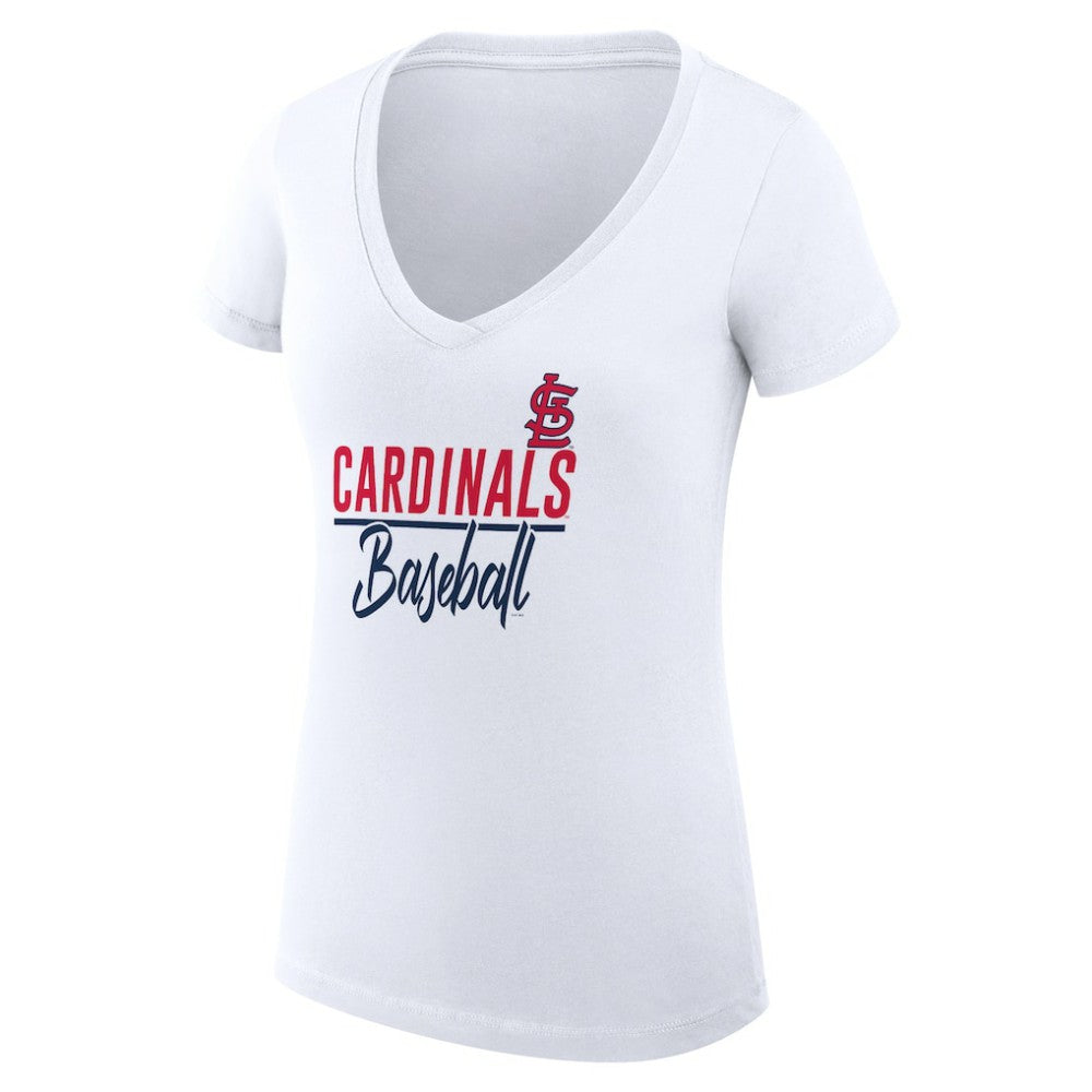 White St. Louis Cardinals G-III 4Her by Carl Banks Women's Super-Slim Fit Lightweight Team Graphic V-Neck T-Shirt