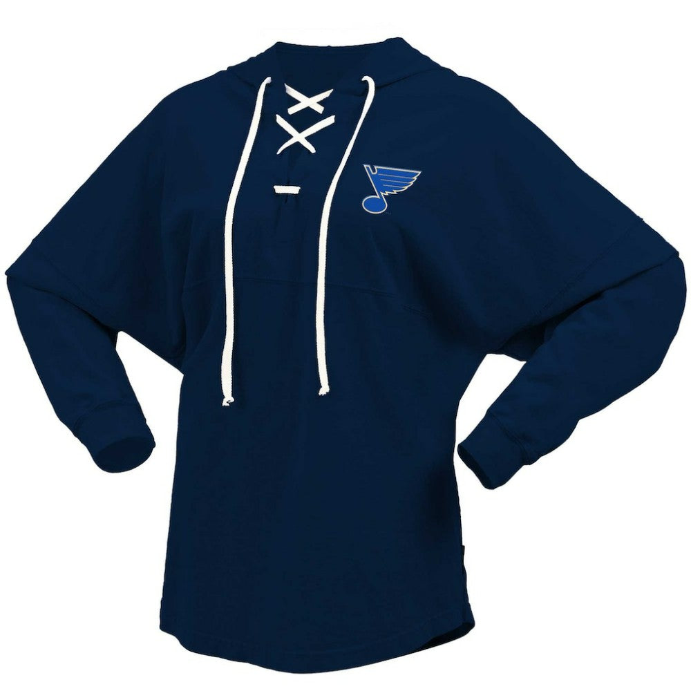 NHL St. Louis Blues Fanatics Women's Jersey Lace-Up V-Neck Long Sleeve Hoodie T-Shirt