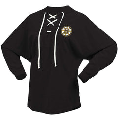 NHL Boston Bruins Fanatics Women's Jersey Lace-Up V-Neck Long Sleeve Hoodie T-Shirt