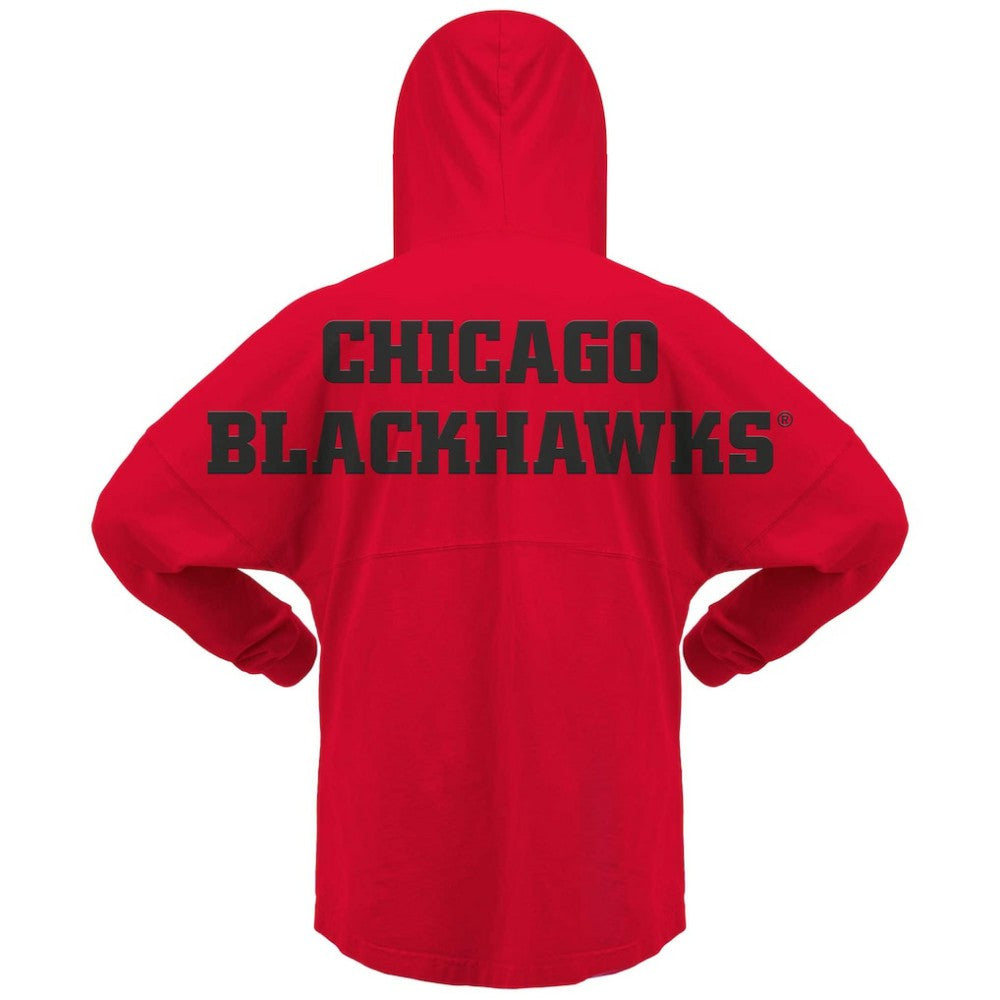 NHL Chicago Blackhawks Fanatics Women's Jersey Lace-Up V-Neck Long Sleeve Hoodie T-Shirt