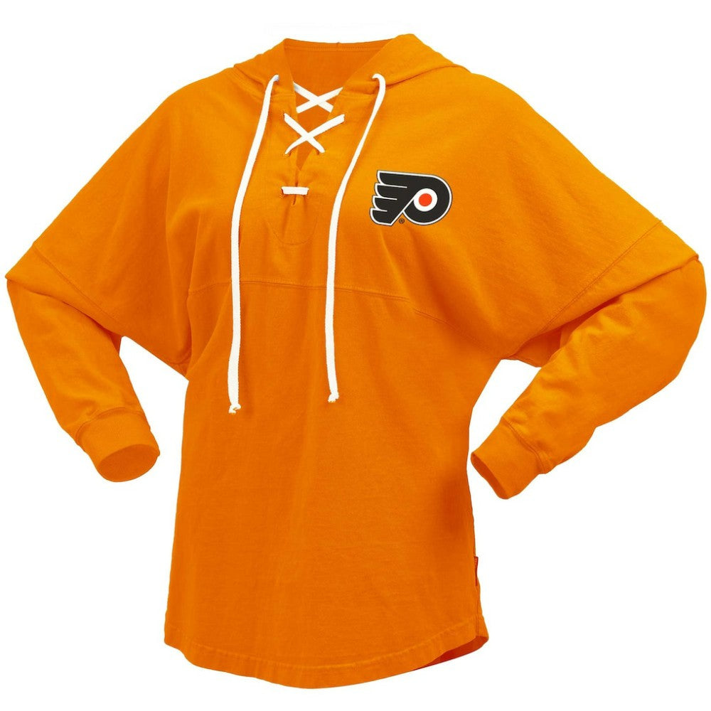 NHL Philadelphia Flyers Fanatics Women's Jersey Lace-Up V-Neck Long Sleeve Hoodie T-Shirt