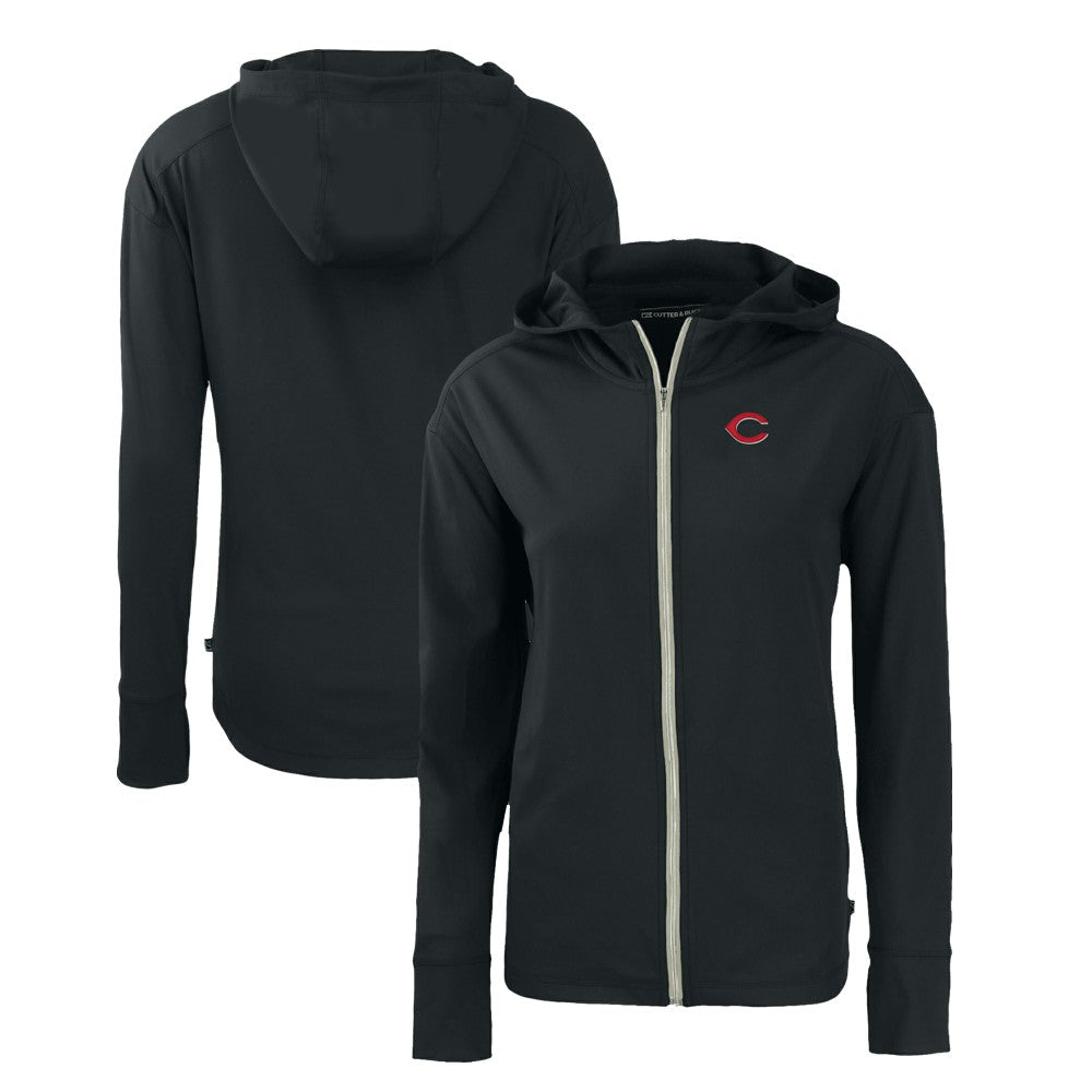Black Cincinnati Reds Cutter & Buck Women's Daybreak Eco Recycled Full-Zip Hoodie