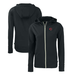 Black Cincinnati Reds Cutter & Buck Women's Daybreak Eco Recycled Full-Zip Hoodie