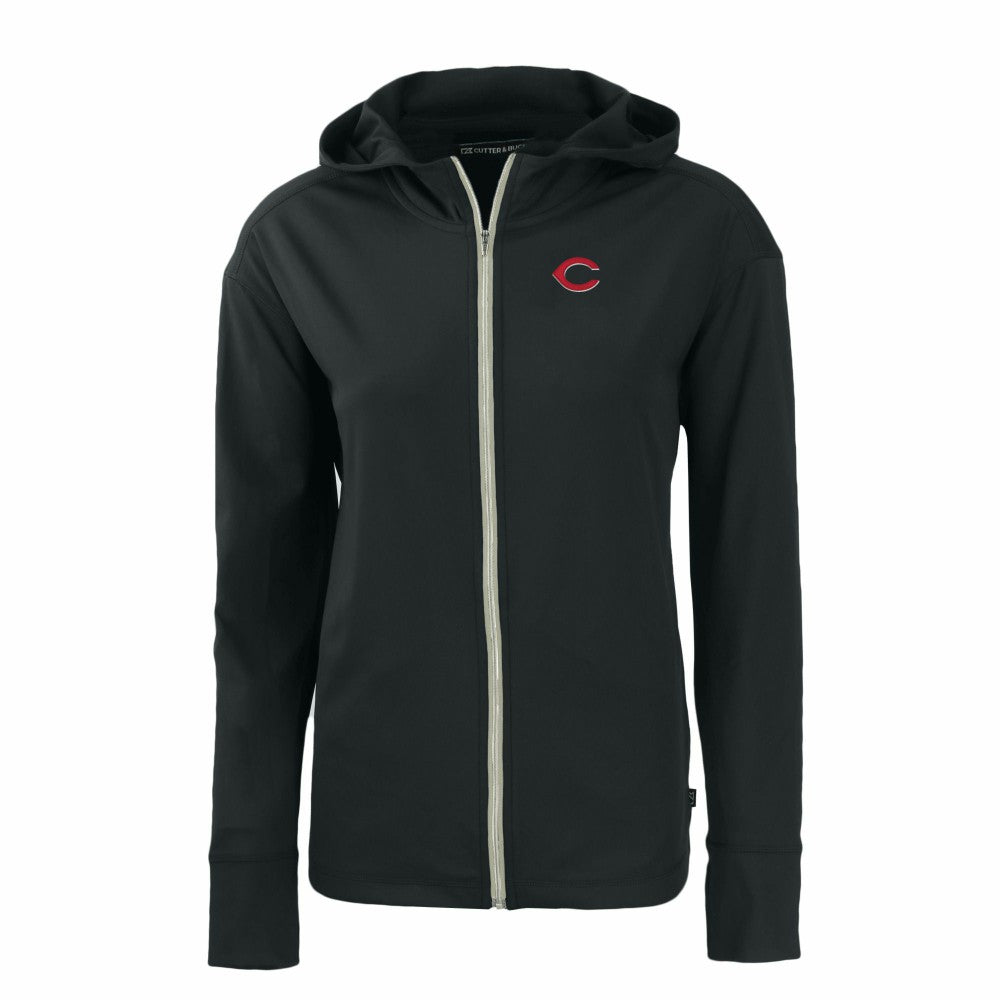 Black Cincinnati Reds Cutter & Buck Women's Daybreak Eco Recycled Full-Zip Hoodie