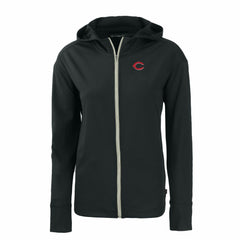 Black Cincinnati Reds Cutter & Buck Women's Daybreak Eco Recycled Full-Zip Hoodie