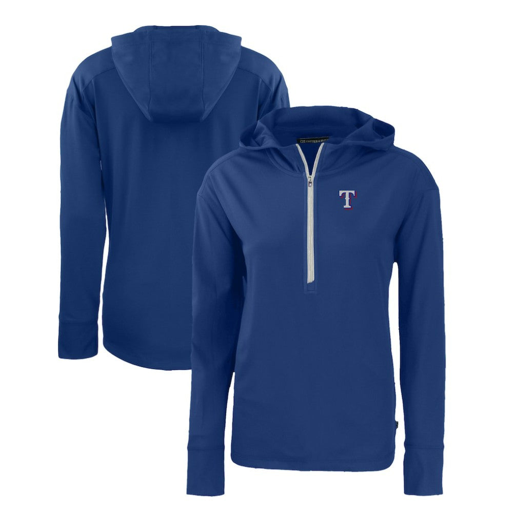 Royal Texas Rangers Cutter & Buck Women's Daybreak Eco Recycled Half-Zip Hoodie