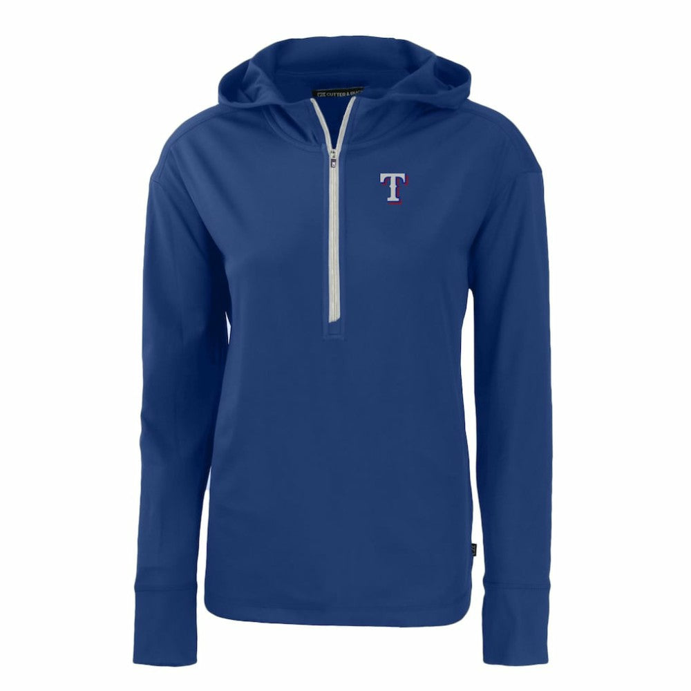 Royal Texas Rangers Cutter & Buck Women's Daybreak Eco Recycled Half-Zip Hoodie