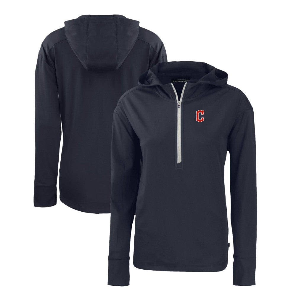 Navy Cleveland Guardians Cutter & Buck Women's Daybreak Eco Recycled Half-Zip Hoodie
