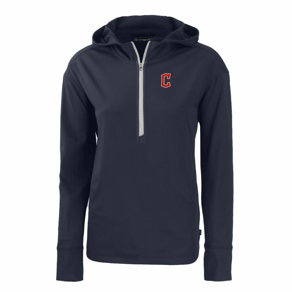 Navy Cleveland Guardians Cutter & Buck Women's Daybreak Eco Recycled Half-Zip Hoodie