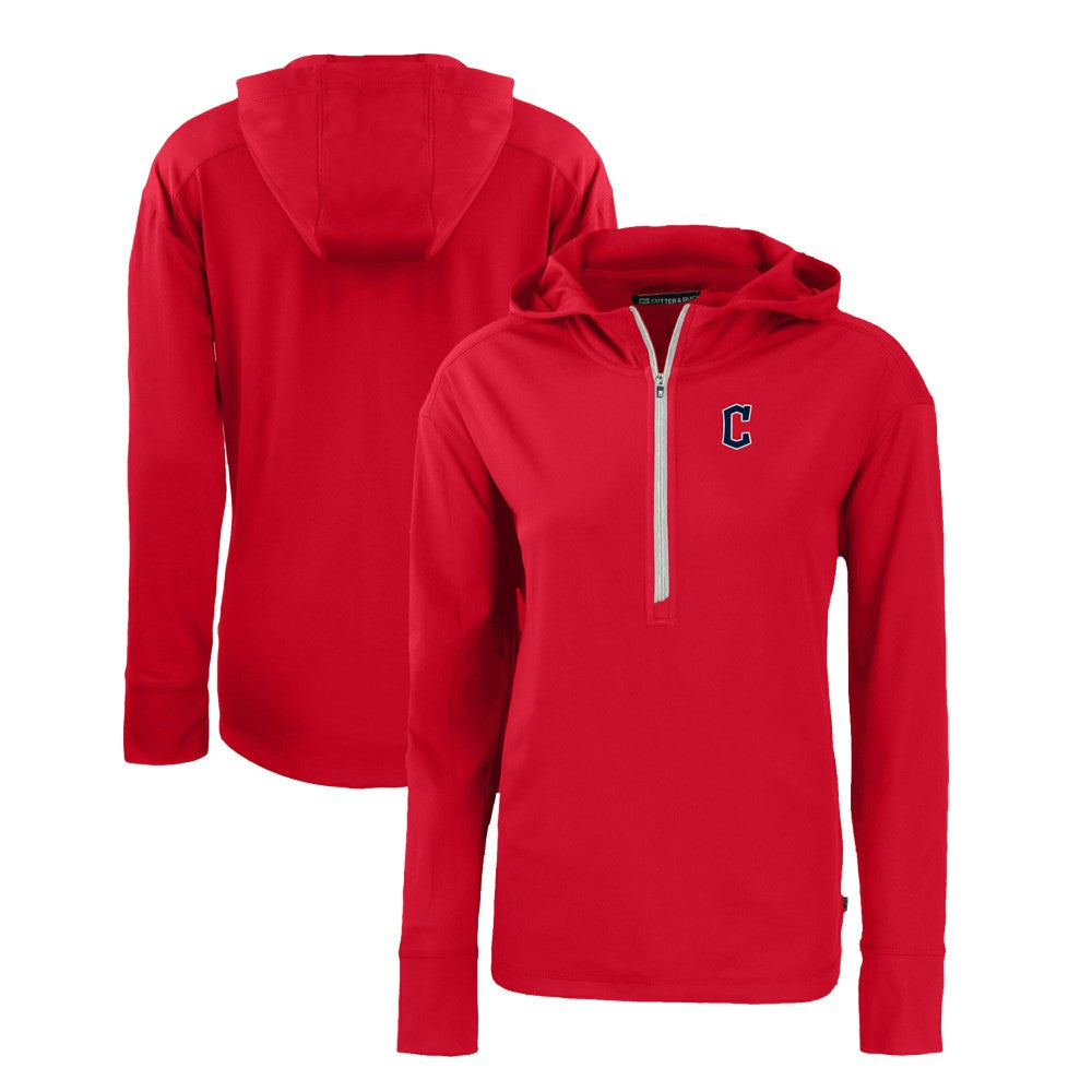 Red Cleveland Guardians Cutter & Buck Women's Daybreak Eco Recycled Half-Zip Hoodie