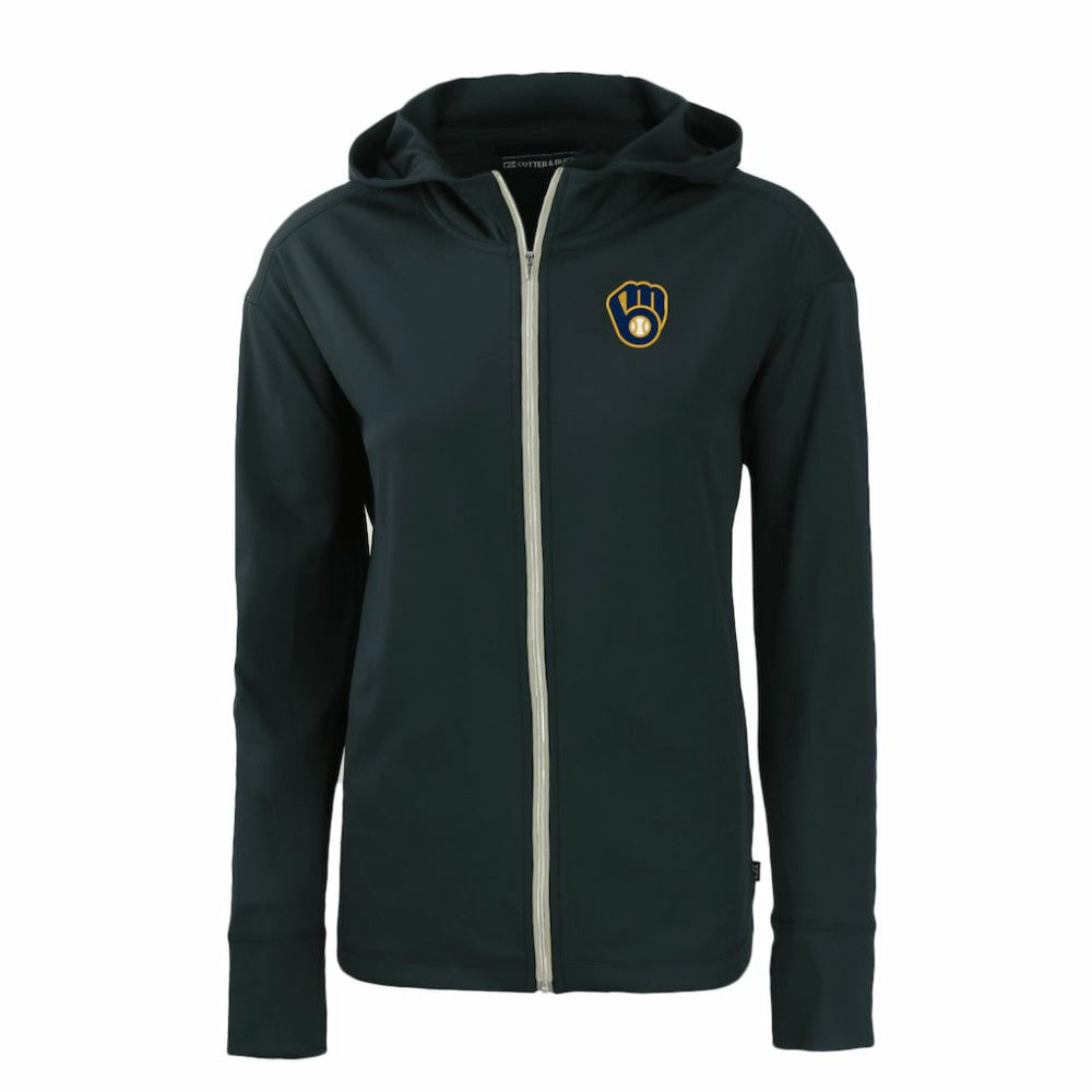 Navy Milwaukee Brewers Cutter & Buck Women's Daybreak Eco Recycled Full-Zip Hoodie