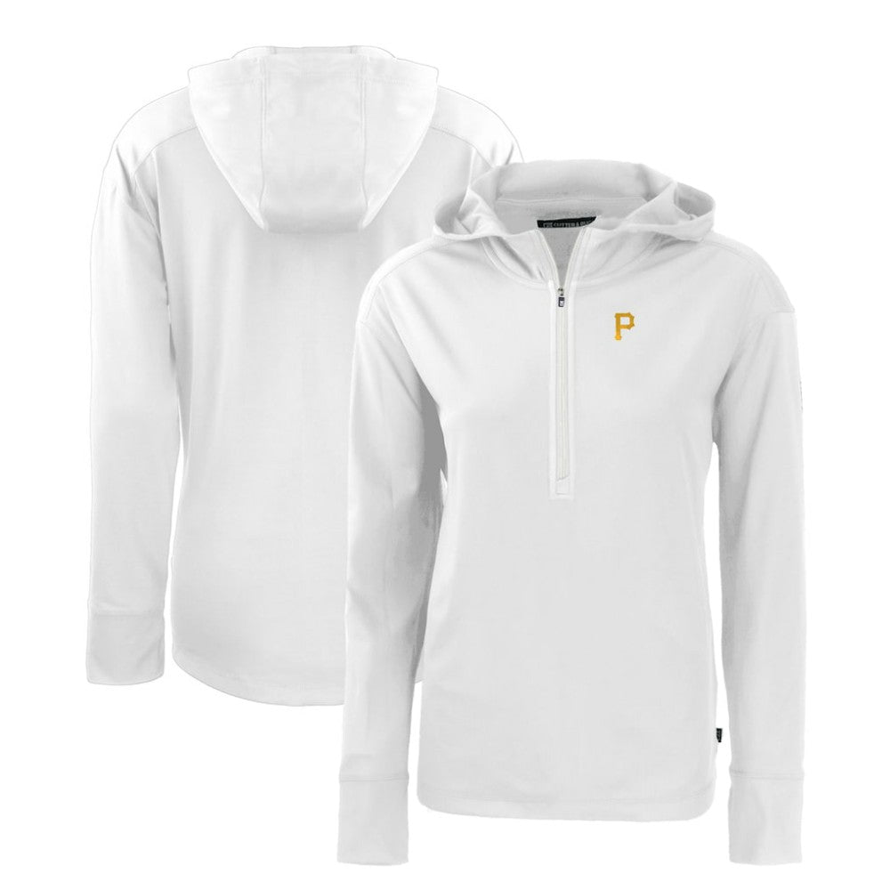 White Pittsburgh Pirates Cutter & Buck Women's Daybreak Eco Recycled Half-Zip Hoodie