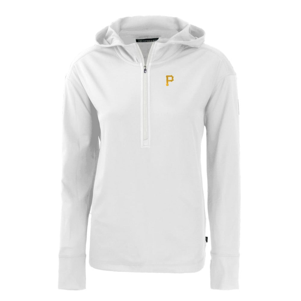 White Pittsburgh Pirates Cutter & Buck Women's Daybreak Eco Recycled Half-Zip Hoodie