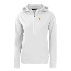 White Pittsburgh Pirates Cutter & Buck Women's Daybreak Eco Recycled Half-Zip Hoodie