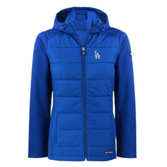 Royal Los Angeles Dodgers Cutter & Buck Women's Evoke Hybrid Eco Softshell Recycled Full-Zip Hoodie Jacket