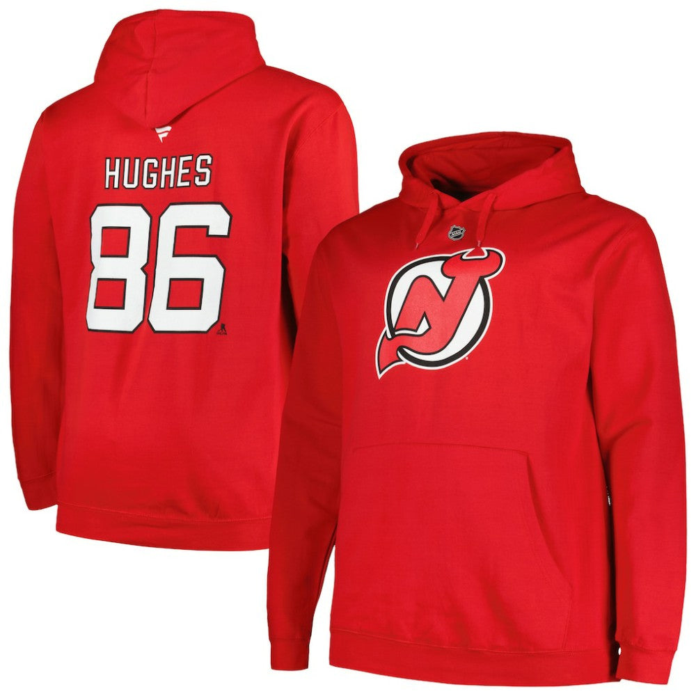 NHL Jack Hughes New Jersey Devils Profile Big & Tall Name & Number Pullover Hoodie