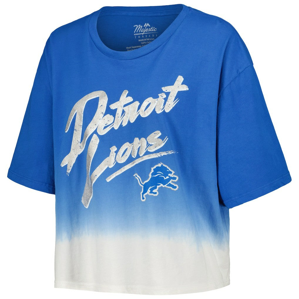 Aidan Hutchinson  Majestic Threads Women's Dip-Dye Player Name & Number Crop Top - Detroit Lions Tops