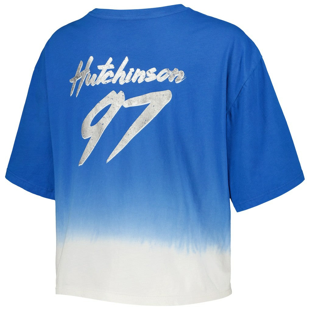 Aidan Hutchinson  Majestic Threads Women's Dip-Dye Player Name & Number Crop Top - Detroit Lions Tops
