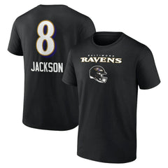 Lamar Jackson  Team Wordmark Name & Number T-Shirt - Baltimore Ravens T-shirts