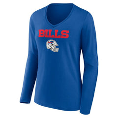 Josh Allen  Women's Team Wordmark Long Sleeve V-Neck T-Shirt - Buffalo Bills T-shirts