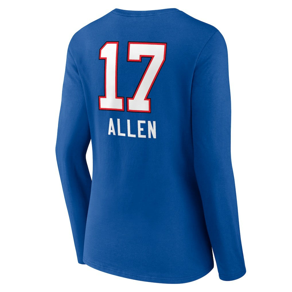 Josh Allen  Women's Team Wordmark Long Sleeve V-Neck T-Shirt - Buffalo Bills T-shirts