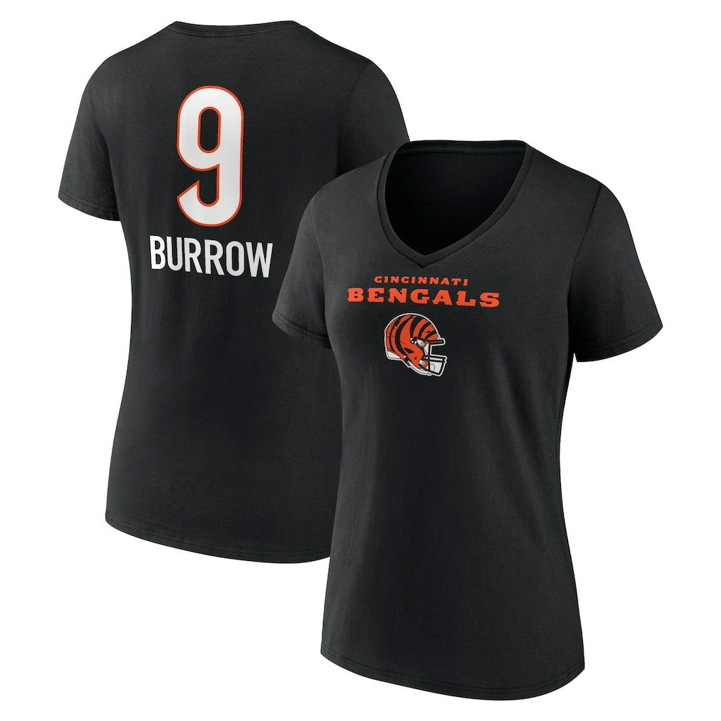 Joe Burrow  Women's Team Wordmark Name & Number V-Neck T-Shirt - Cincinnati Bengals T-shirts