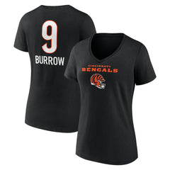 Joe Burrow  Women's Team Wordmark Name & Number V-Neck T-Shirt - Cincinnati Bengals T-shirts