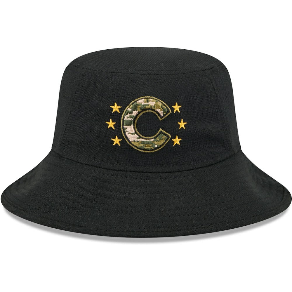 Black Chicago Cubs New Era 2024 Armed Forces Day Bucket Hat