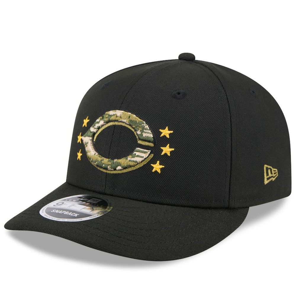 Black Cincinnati Reds New Era 2024 Armed Forces Day Low Profile 9FIFTY Snapback Hat