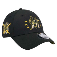 Black Miami Marlins New Era 2024 Armed Forces Day 9FORTY Adjustable Hat