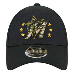 Black Miami Marlins New Era 2024 Armed Forces Day 9FORTY Adjustable Hat