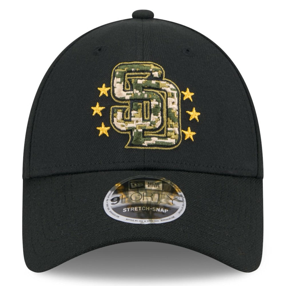 Black San Diego Padres New Era 2024 Armed Forces Day 9FORTY Adjustable Hat