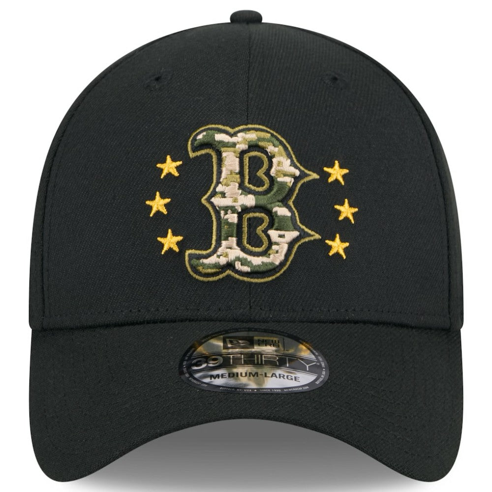 Black Boston Red Sox New Era 2024 Armed Forces Day 39THIRTY Flex Hat