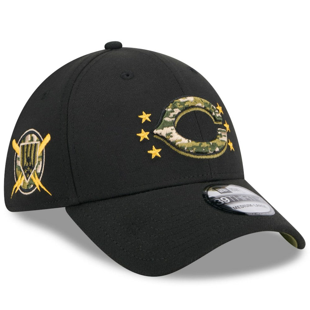Black Cincinnati Reds New Era 2024 Armed Forces Day 39THIRTY Flex Hat