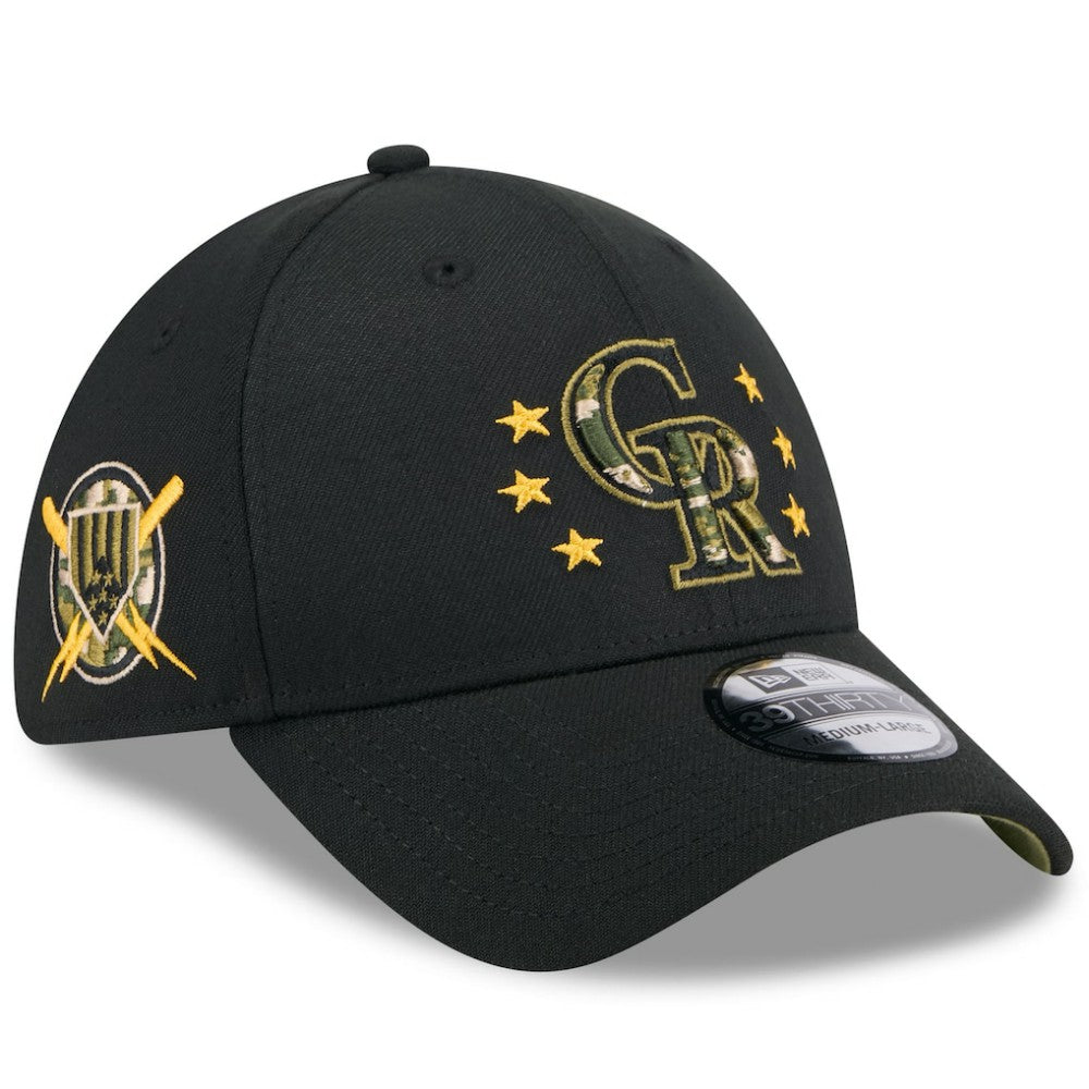 Black Colorado Rockies New Era 2024 Armed Forces Day 39THIRTY Flex Hat