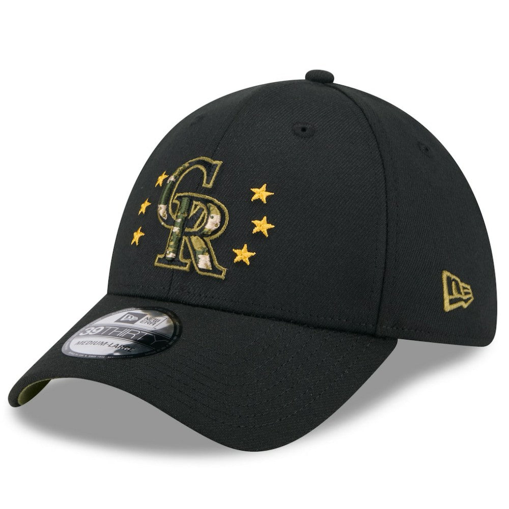 Black Colorado Rockies New Era 2024 Armed Forces Day 39THIRTY Flex Hat