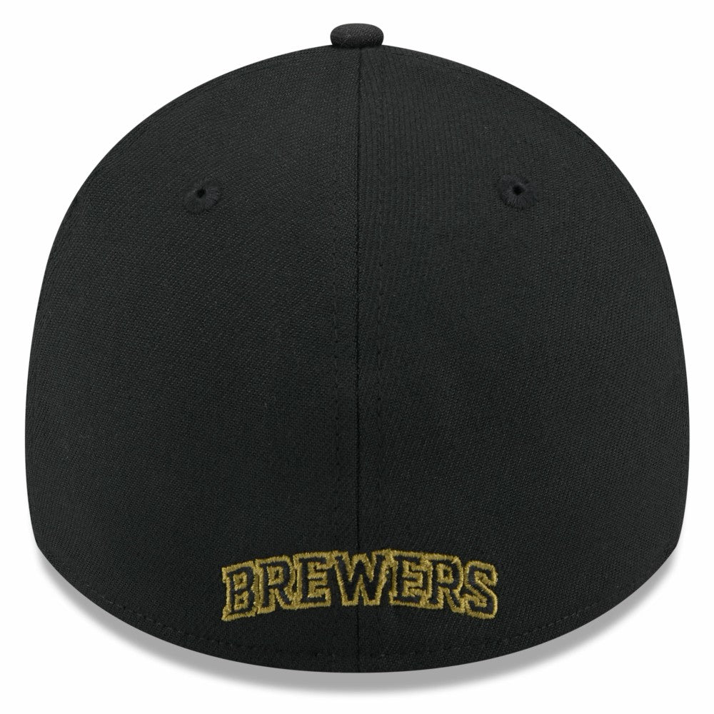 Black Milwaukee Brewers New Era 2024 Armed Forces Day 39THIRTY Flex Hat