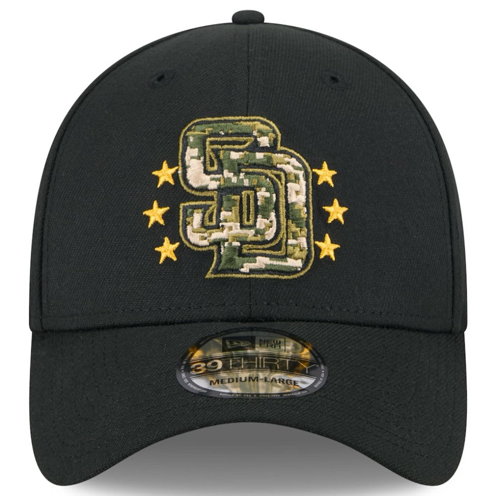 Black San Diego Padres New Era 2024 Armed Forces Day 39THIRTY Flex Hat