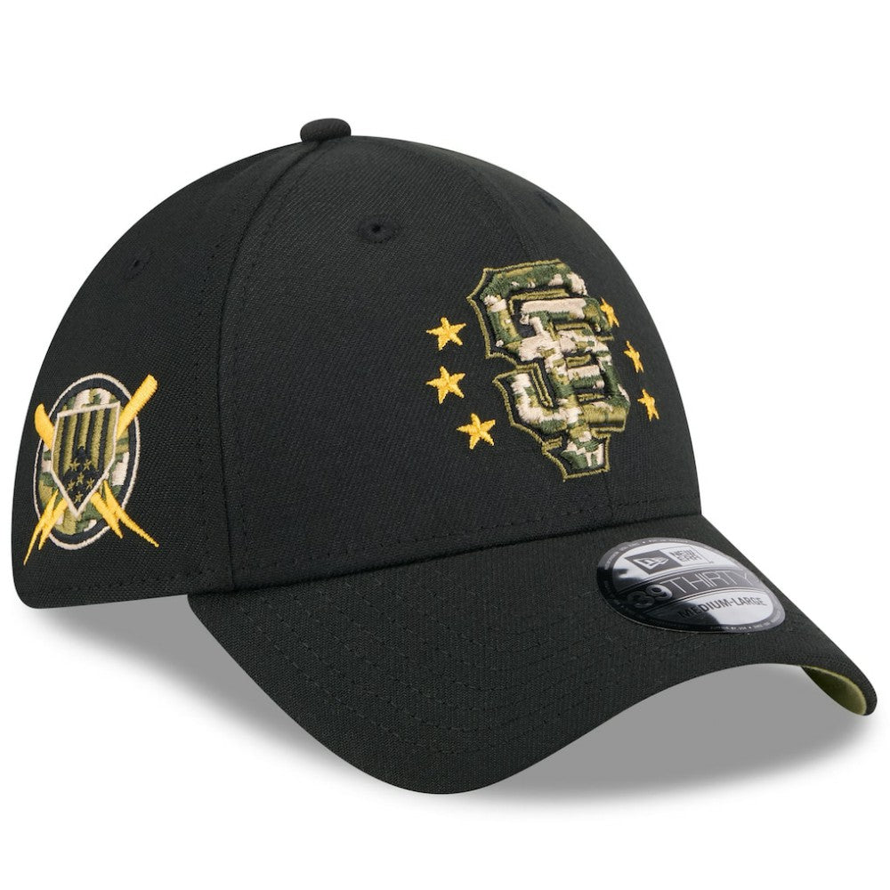 Black San Francisco Giants New Era 2024 Armed Forces Day 39THIRTY Flex Hat