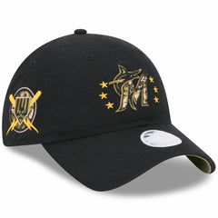 Black Miami Marlins New Era Women's 2024 Armed Forces Day 9TWENTY Adjustable Hat