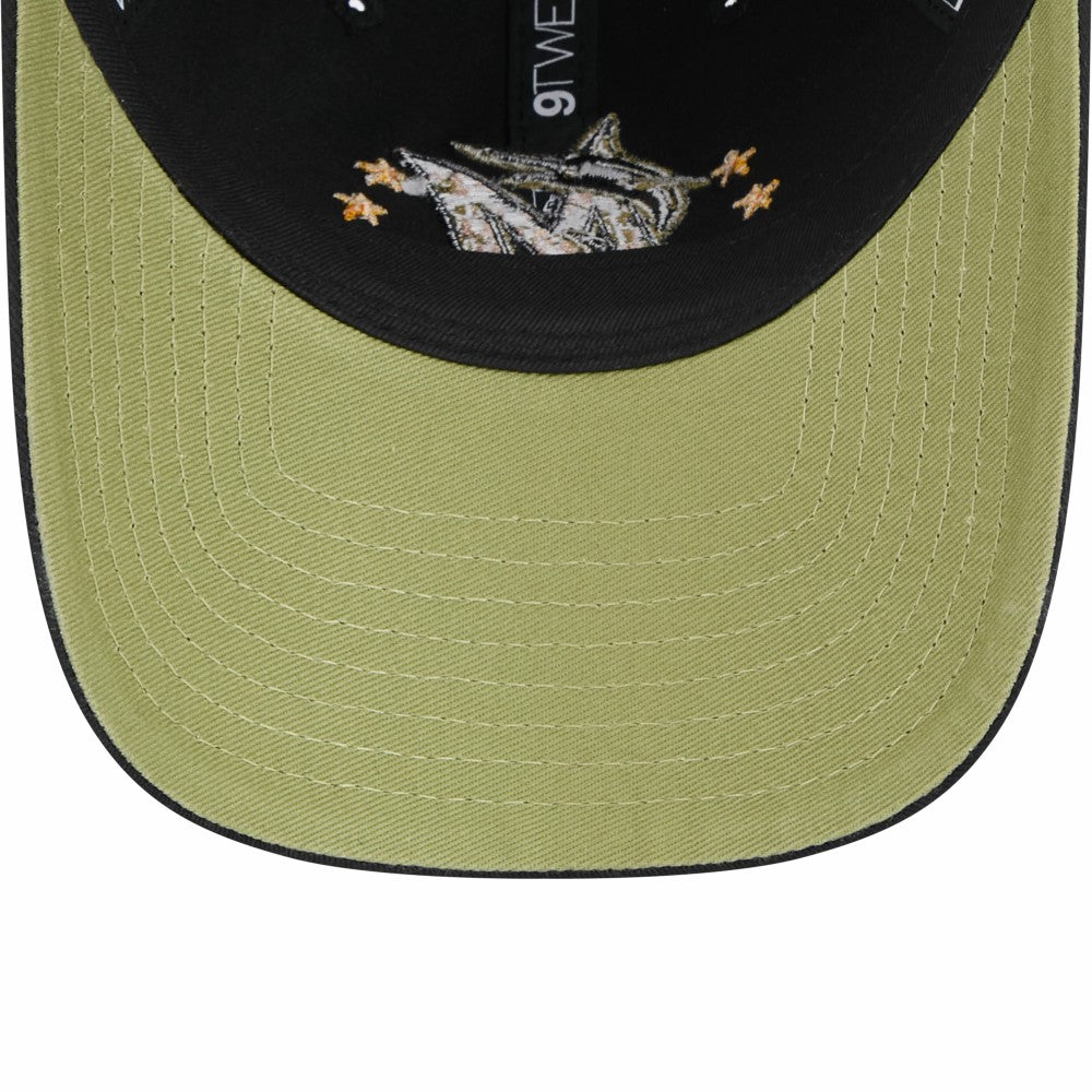 Black Miami Marlins New Era Women's 2024 Armed Forces Day 9TWENTY Adjustable Hat