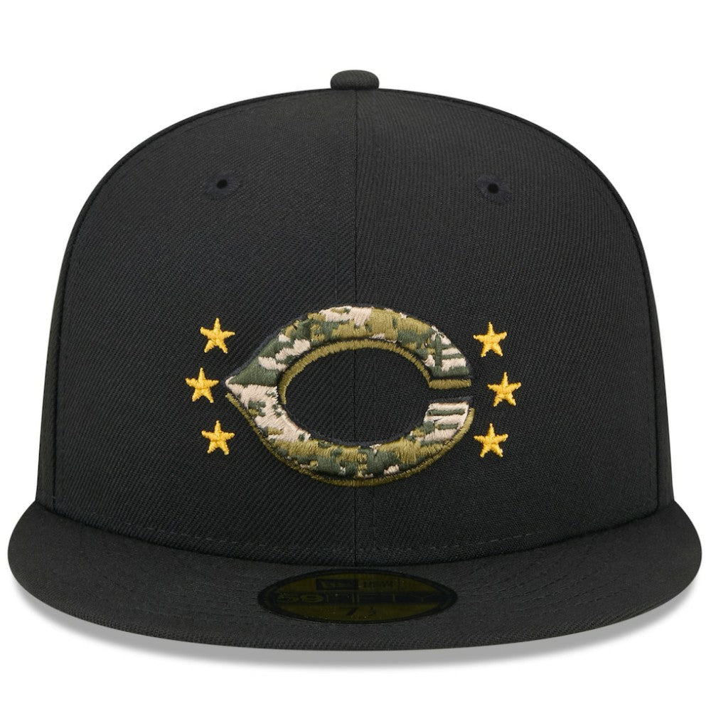 Black Cincinnati Reds New Era 2024 Armed Forces Day On-Field 59FIFTY Fitted Hat