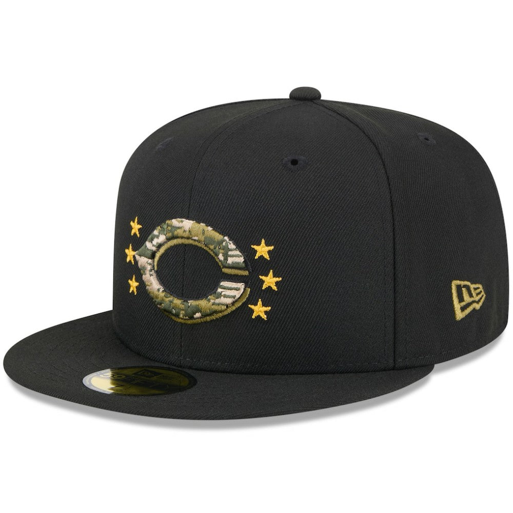 Black Cincinnati Reds New Era 2024 Armed Forces Day On-Field 59FIFTY Fitted Hat