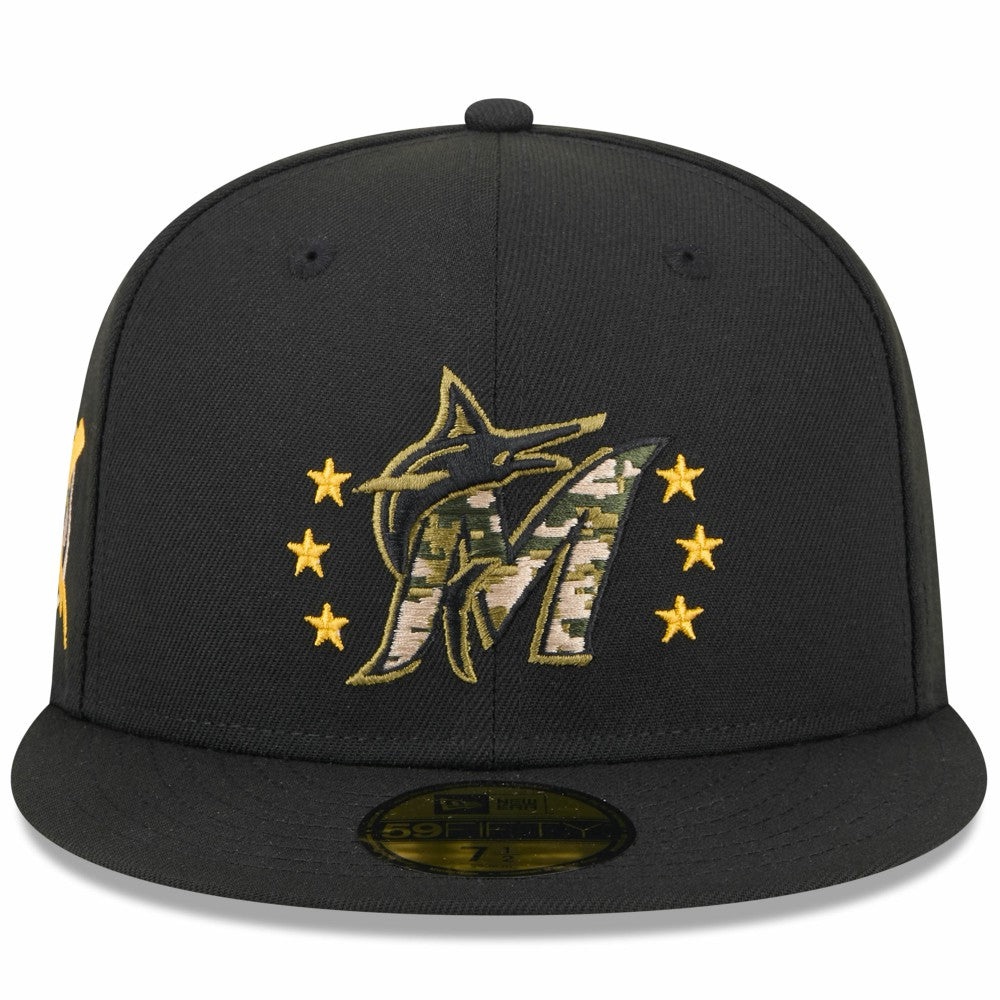 Black Miami Marlins New Era 2024 Armed Forces Day On-Field 59FIFTY Fitted Hat